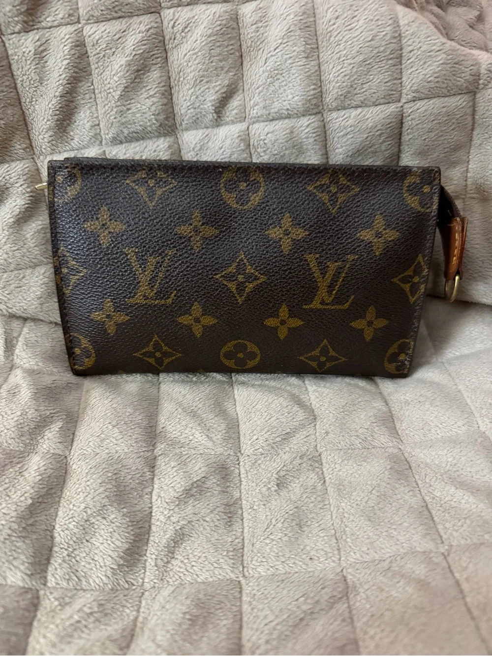 Louis Vuitton Brown Monogram Coated Canvas Pouch w/D-Ring To Attach A Strap